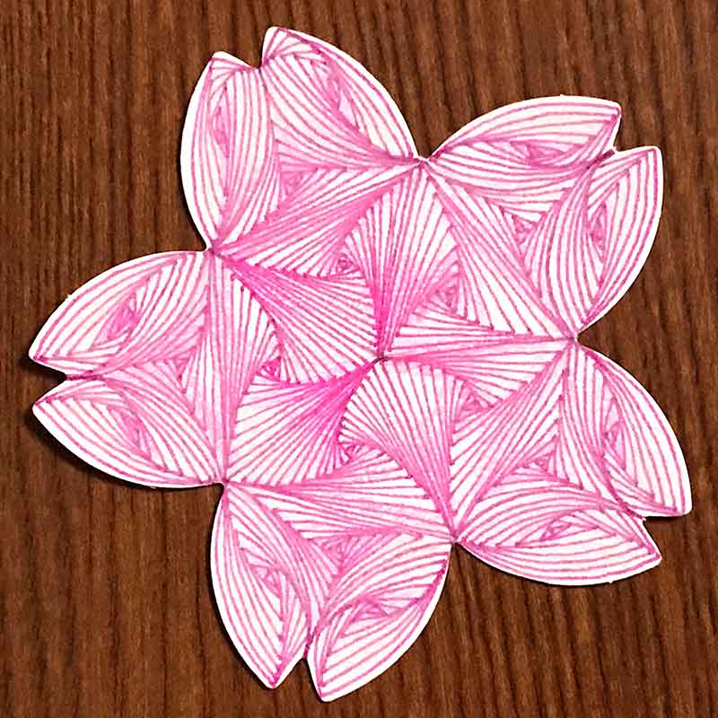 zentangle（ゼンタングル）と桜と色鉛筆