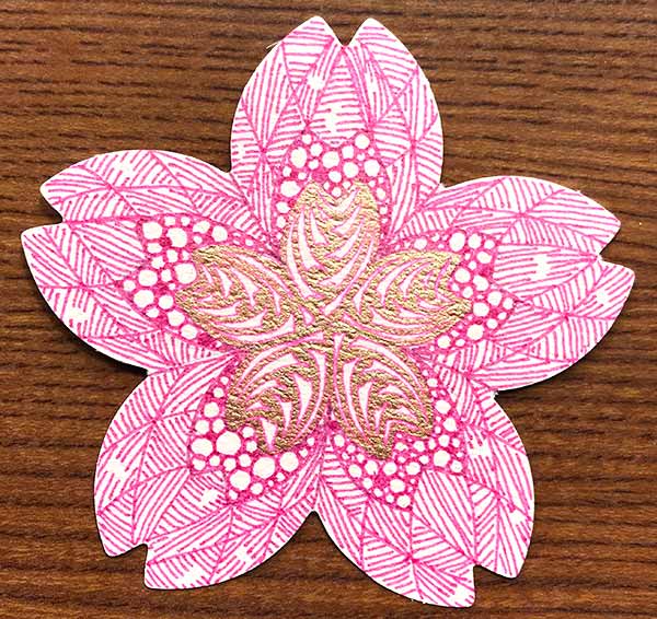 桜のカードでゼンタングル（zentangle）