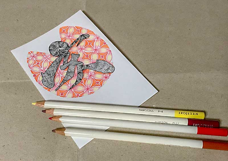 ゼンタングル（zentangle）で年賀状「亥」