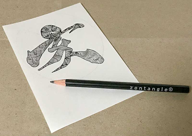 ゼンタングル（zentangle）で年賀状「亥」