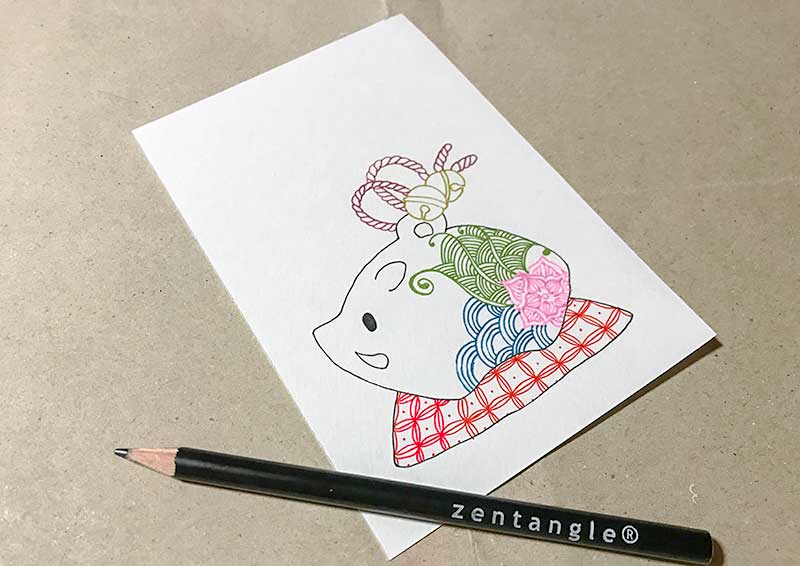 ゼンタングル（zentangle）で2019年亥年の年賀状