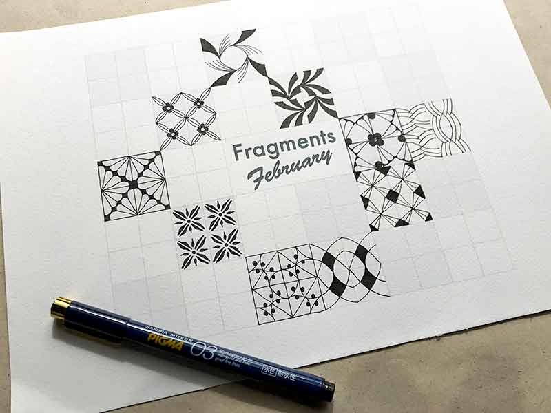 ゼンタングル・フラグメント・フェブラリー（zentangle Fragments February）