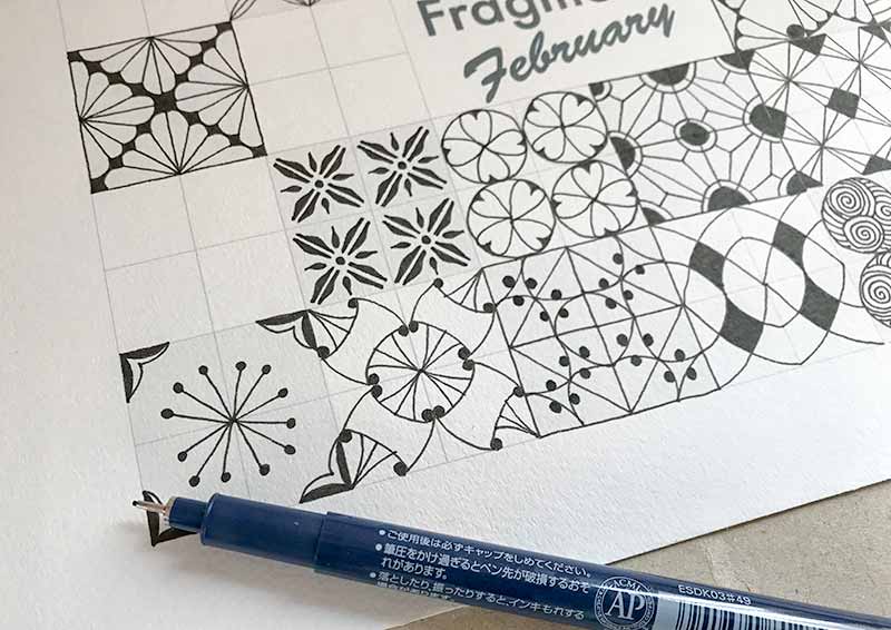 ゼンタングル・フラグメント・フェブラリー（Zentangle Fragments February）