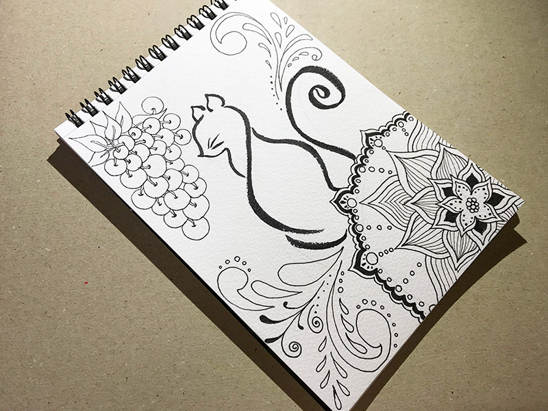 猫ゼンタングル（cat zentangle）