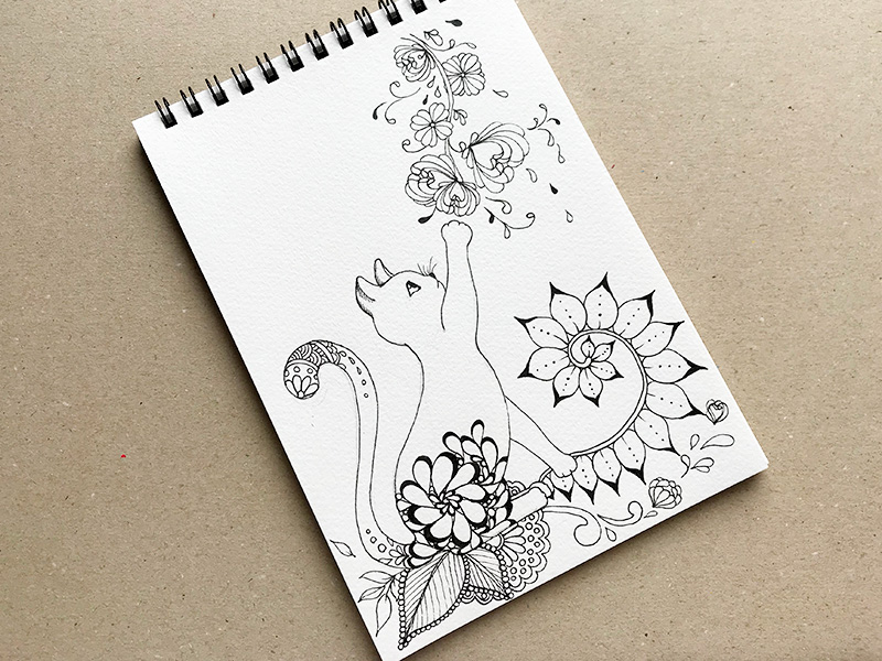 zentangle（ゼンタングル）と猫