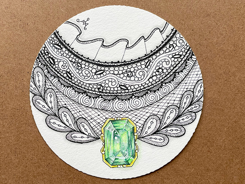 宝石とレースのゼンタングル（zentangle）